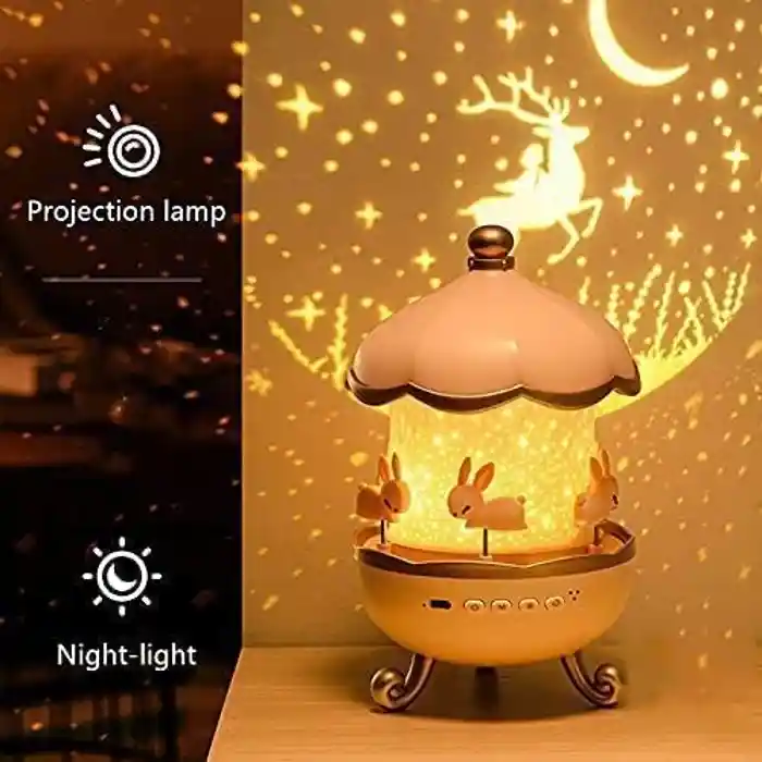 Rotating Cabin Projector Lamp Star Projector Night Light for Kids Baby carousel night light